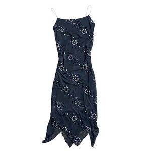 Vtg Up Front Floral Cami Dress Sz S Whimsigoth Dark Fairy Y2K